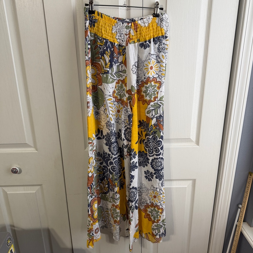Grey Violet floral linen pull on pants